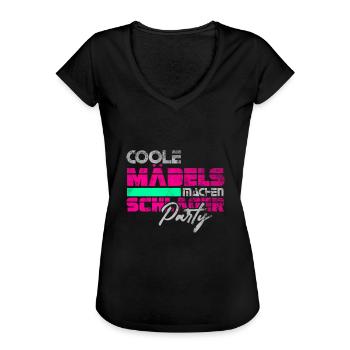 Schlager Party Coole Mädels Kostüm - Frauen Vintage T-Shirt - Schwarz - Vorne - Danielle (179cm)