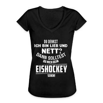 LiebNettEishockey - Frauen Vintage T-Shirt - Schwarz - Vorne - Danielle (179cm)