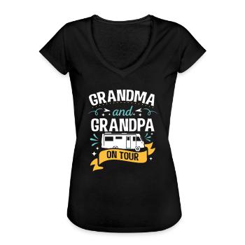 Grandma and Grandpa on tour Camper Wohnmobil - Frauen Vintage T-Shirt - Schwarz - Vorne - Danielle (179cm)