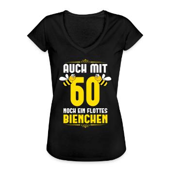 Bienchen 60 Geburtstag Frauen Geschenk - Frauen Vintage T-Shirt - Schwarz - Vorne - Danielle (179cm)