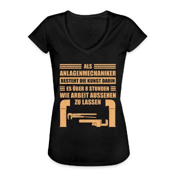 Anlagenmechaniker SHK | Heizungsbauer Geschenk - Frauen Vintage T-Shirt - Schwarz - Vorne - Danielle (179cm)