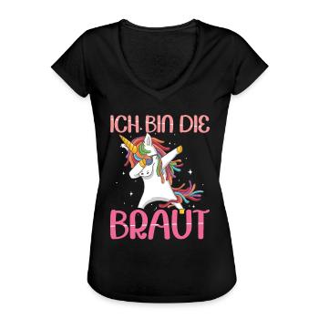 Braut Junggesellinnenabschied Hochzeit Geschenk - Frauen Vintage T-Shirt - Schwarz - Vorne - Danielle (179cm)