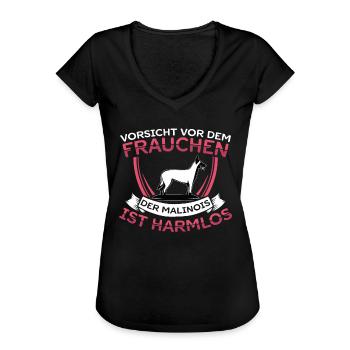 Malinois Belgischer Schäferhund | Hunde Geschenk - Frauen Vintage T-Shirt - Schwarz - Vorne - Danielle (179cm)