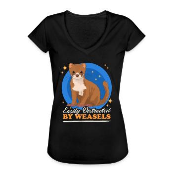 Weasel Dwarf Weasel Hermännchen Gift - Women's Vintage T-Shirt - black - Front - Danielle (179cm)