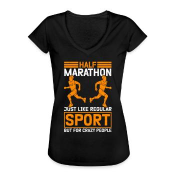 Halbmarathon Läufer Halb-Marathon Geschenk - Frauen Vintage T-Shirt - Schwarz - Vorne - Danielle (179cm)