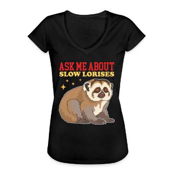Plumploris Slow Lorises Geschenke - Frauen Vintage T-Shirt - Schwarz - Vorne - Danielle (179cm)