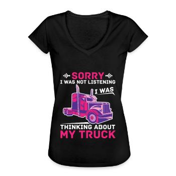 LKW Fahrerin - Frauen Vintage T-Shirt - Schwarz - Vorne