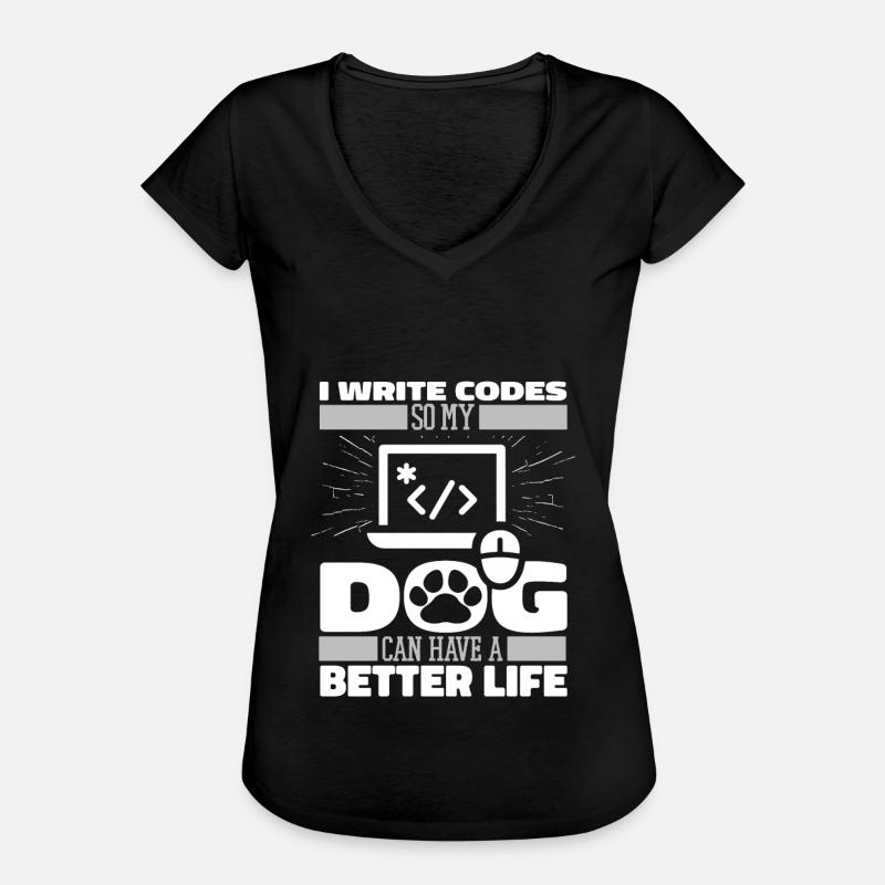Developer Coder Programmer Dog - Women's Vintage T-Shirt - black