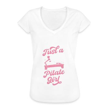Pilates Just A Pilates Girl - Frauen Vintage T-Shirt - Schwarz - Vorne