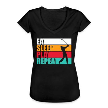 Golf - Frauen Vintage T-Shirt - Schwarz - Vorne - Danielle (179cm)