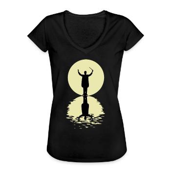 Le chef d'orchestre et la lune - T-shirt vintage Femme - noir - Devant - Danielle (179cm)