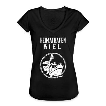 Heimathafen Kiel Kieler Küste - Frauen Vintage T-Shirt - Schwarz - Vorne - Danielle (179cm)