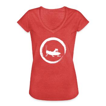 sauterelle - T-shirt vintage Femme - rouge chiné - Devant - Danielle (179cm)