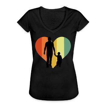 Vintage Dad Heart - Frauen Vintage T-Shirt - Schwarz - Vorne - Danielle (179cm)