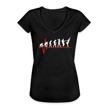 Swing Dance Heartbeat - EVOLUTION OF SWING DANCE - Frauen Vintage T-Shirt - Schwarz - Vorne - Danielle (179cm)