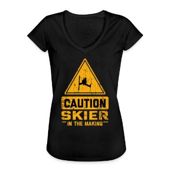 CAUTION Skis In The Making - Women's Vintage T-Shirt - black - Front - Danielle (179cm)