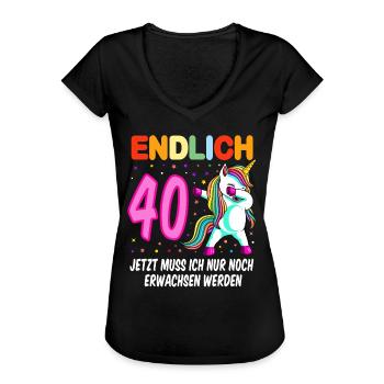 40. Geburtstag Einhorn 40 Jahre 40. Jubiläum Fun - Frauen Vintage T-Shirt - Schwarz - Vorne