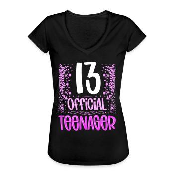 13 Geburtstag Mädchen süß 13. Geburtstag 13 Jahr - Frauen Vintage T-Shirt - Schwarz - Vorne - Danielle (179cm)