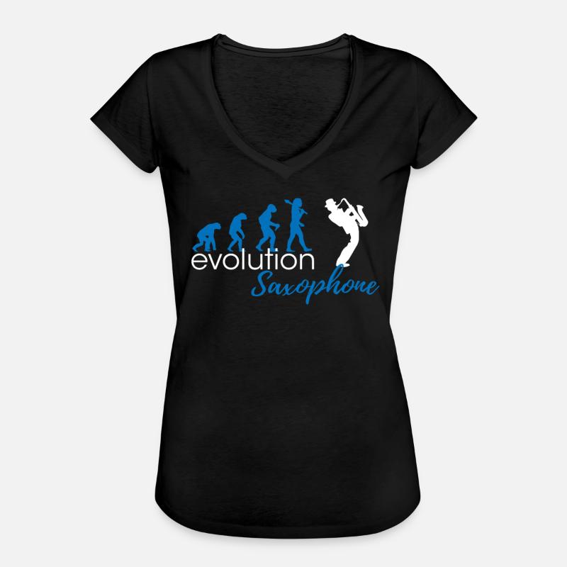 Évolution du saxophone - T-shirt vintage Femme - noir