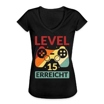 Level 15 Erreicht Gamer - Frauen Vintage T-Shirt - Schwarz - Vorne - Danielle (179cm)