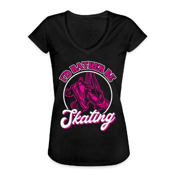 Je préfère patiner - Patin à roulettes - Patineur - T-shirt vintage Femme - noir - Devant - Danielle (179cm)