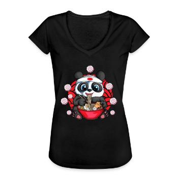 Japan Anime Fan Nudeln Ramen japanischer Pandabär - Frauen Vintage T-Shirt - Schwarz - Vorne - Danielle (179cm)