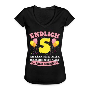 Endlich 5 - Ich kann jetzt alles - 5. Geburtstag - Frauen Vintage T-Shirt - Schwarz - Vorne - Danielle (179cm)