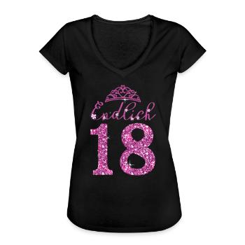 Endlich 18 - Girls Mädchen 18. Geburtstag Geschenk - Frauen Vintage T-Shirt - Schwarz - Vorne