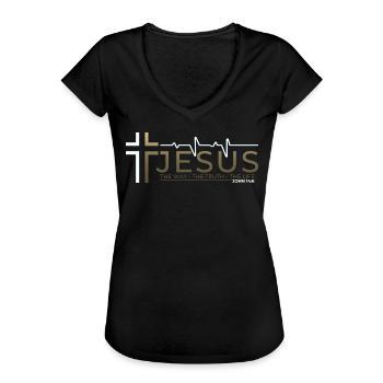 Jesus Christus Bibelvers Weg Wahrheit Leben Christ - Frauen Vintage T-Shirt - Schwarz - Vorne - Danielle (179cm)