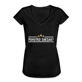 Puhutko Saksaa Bier Sprechen Sie Deutsch Finnisch - Frauen Vintage T-Shirt - Schwarz - Vorne