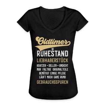 LUSTIG OLDTIMER RUHESTAND RENTE RENTNER - Frauen Vintage T-Shirt - Schwarz - Vorne