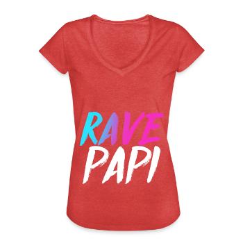 Techno House, Electro Festival, Hardstyle, Rave, Dad - T-shirt vintage Femme - rouge chiné - Devant - Danielle (179cm)