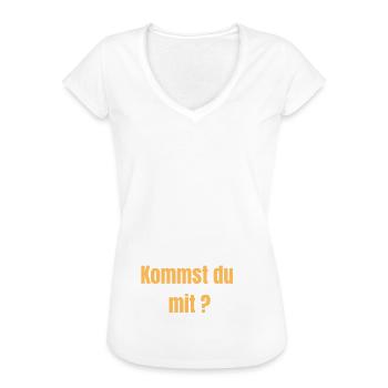Ich komme auf Dumme Gedanken, Kommst du mit Lustig - Frauen Vintage T-Shirt - Schwarz - Vorne - Danielle (179cm)