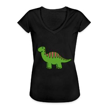 Brontosaurus Dinosaurier Geschenk - Frauen Vintage T-Shirt - Schwarz - Vorne - Danielle (179cm)