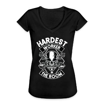 Hardest worker in the room - Women's Vintage T-Shirt - black - Front - Danielle (179cm)