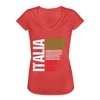 Italia Fußball Trikot Italien Geschenk Soccer - Frauen Vintage T-Shirt - Rot meliert - Vorne - Danielle (179cm)