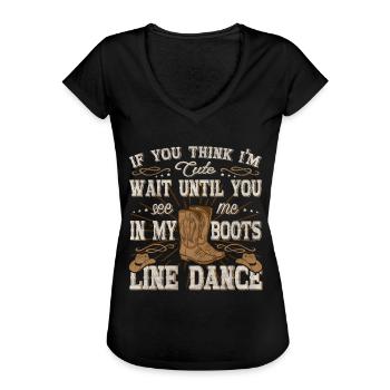 Country Line Dance Apperal Femme Bottes Linedance - T-shirt vintage Femme - noir - Devant - Danielle (179cm)