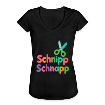 Schnipp Schnapp bunt und verspielt - Frauen Vintage T-Shirt - Schwarz - Vorne - Danielle (179cm)
