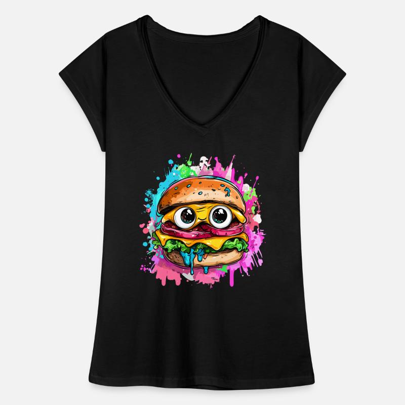 Burger mit Comic-Gesicht Frauen Vintage T-Shirt
