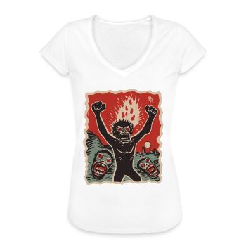 Prähistorische Primaten und Armageddon - Frauen Vintage T-Shirt - Schwarz - Vorne - Danielle (179cm)