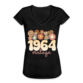 Jahrgang Frau Jahr 1964 60 Jahre Jubiläum - Frauen Vintage T-Shirt - Schwarz - Vorne - Danielle (179cm)