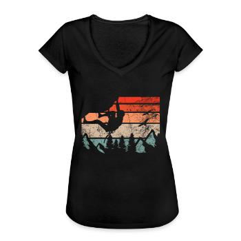 Retro Bouldern Klettern Boulderer Boulder - Frauen Vintage T-Shirt - Schwarz - Vorne