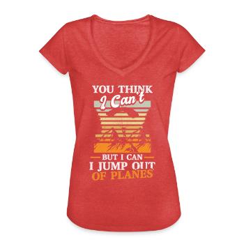 Parachutisme Sauter des avions - T-shirt vintage Femme - rouge chiné - Devant - Danielle (179cm)