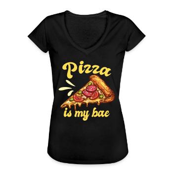 Pizza Love - Women's Vintage T-Shirt - black - Front - Danielle (179cm)
