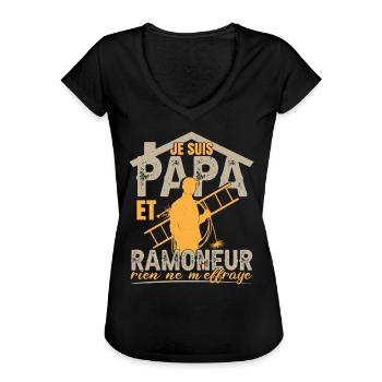 Ramoneur Dicton Amusant - T-shirt vintage Femme - noir - Devant - Danielle (179cm)