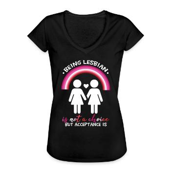 Lesbisches Zitat LGBT Pride Lesbische Regenbogenflagge - Frauen Vintage T-Shirt - Schwarz - Vorne - Danielle (179cm)