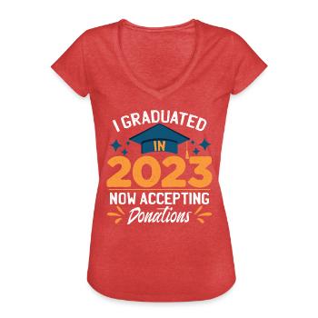 J’ai obtenu mon diplôme en 2023 - T-shirt vintage Femme - rouge chiné - Devant - Danielle (179cm)
