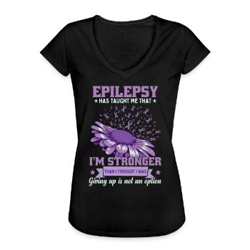 Epilepsy Fighter - Women's Vintage T-Shirt - black - Front - Danielle (179cm)
