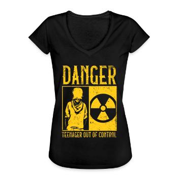 Teenager - Frauen Vintage T-Shirt - Schwarz - Vorne - Danielle (179cm)