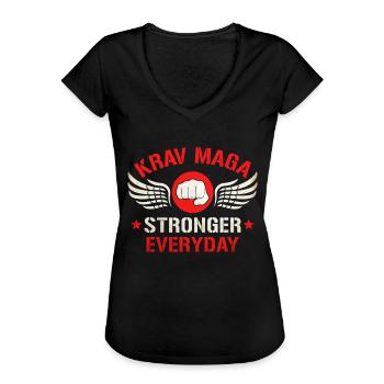 Krav Maga Apparel Israeli Self - Frauen Vintage T-Shirt - Schwarz - Vorne - Danielle (179cm)